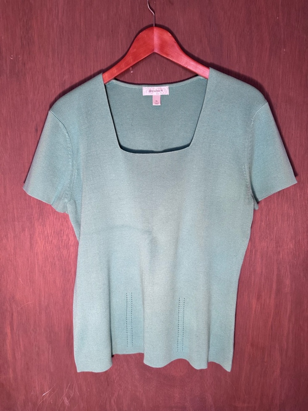 Dressbarn Green Short-Sleeve Knit Top
